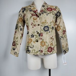 NWT Alfred Dunner floral embroidered blazer with shoulder pads size 12